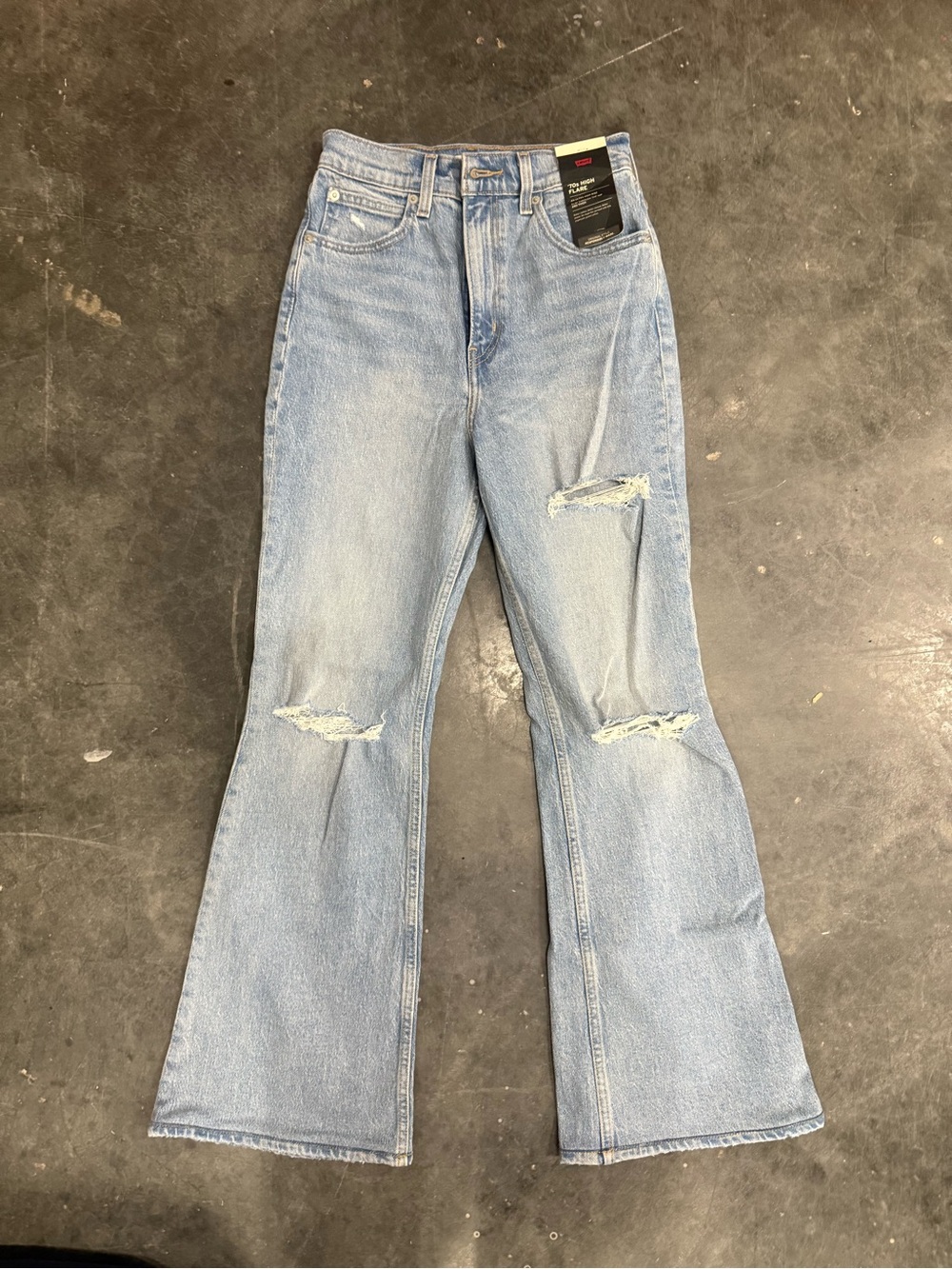 Levi's Light Blue High-Rise Distressed Flare Jeans